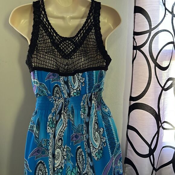Bisou Bisou Womens Dress Size 4 Maxi Paisley Lined with Wide Ruffle Hem - Picture 10 of 14